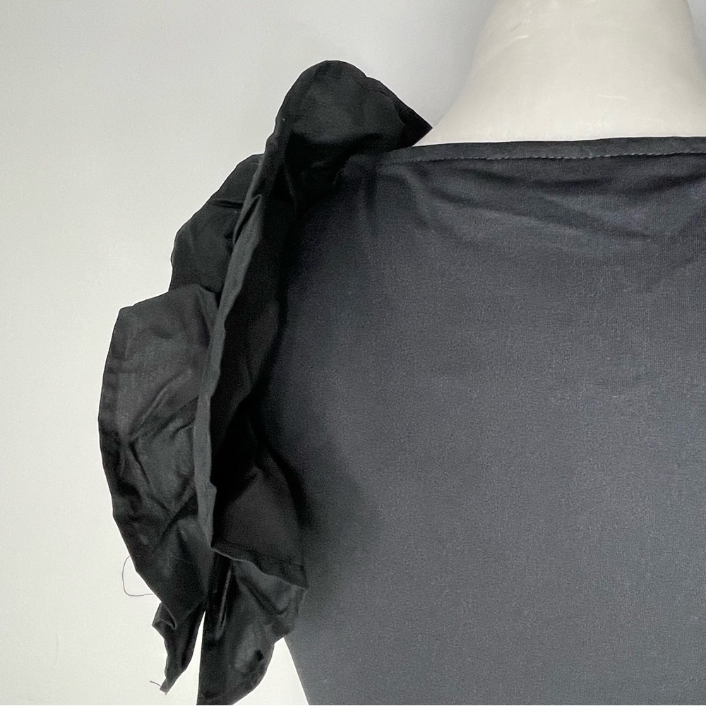 NY&C Black Ruffled Bodysuit Medium Tank Sleeveless NWT Retail $49.00 - Picture 6 of 8